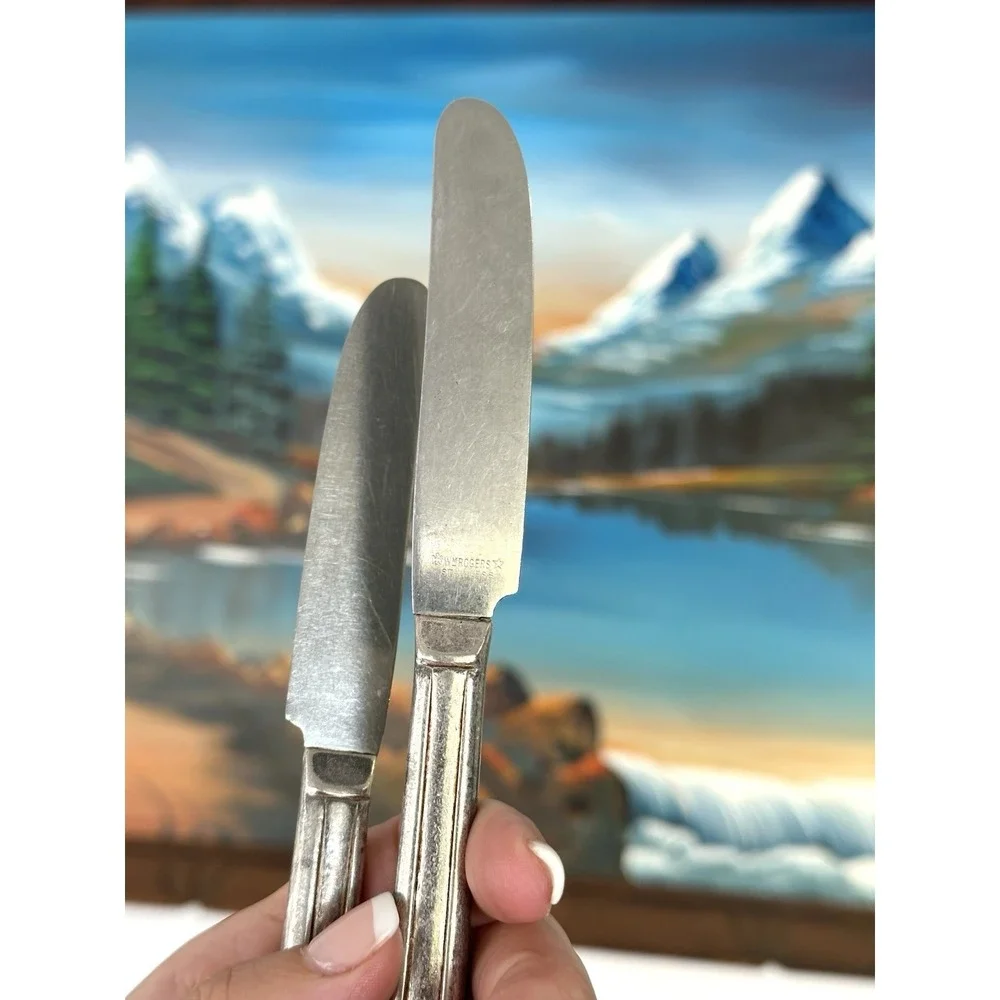 WM rogers ELTON 1940 Silverplate‎ French Hollow Grille KNIFE Star Eagle